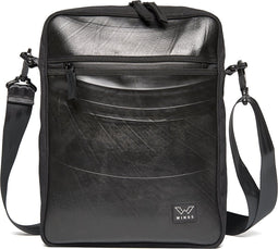 Wings Reliable Raven - stevige 17 inch schouder-laptoptas van autoband - met zwarte ritsen