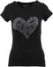Guess Heart R3 - Dames T-Shirt - Glitter opdruk - Zwart