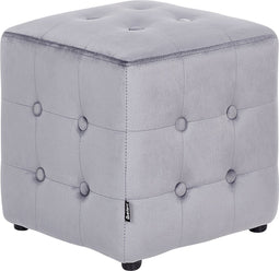 WISCONSIN - Poef - Grijs - Stof