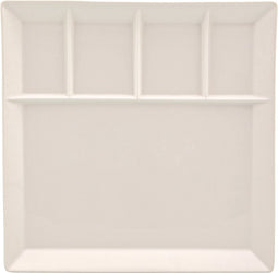 Wit fondue/gourmet bord - 5-vaks - vierkant - 1 stuks - aardewerk - 24 cm