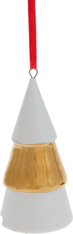 Wit-gouden kerstboom keramiekhanger - Pluto Design
