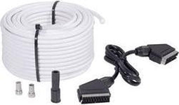Wittenberg Satelliet-aansluitset 25 m Koaxkabel, 2x F-Stecker, SCART-Kabel, Gummitülle