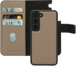 Mobiparts Galaxy S23 - 2 in 1 Wallet Case - Echt leer met uitneembare backcover - Taupe