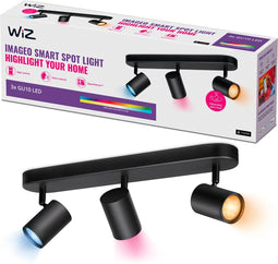 WiZ Opbouwspot Imageo Zwart 3 spots - Slimme LED-Verlichting - Gekleurd en Wit Licht - GU10 - 3x 5W - Wi-Fi