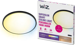 WiZ Plafonniere SuperSlim Zwart - Slimme LED-Verlichting - Warm- tot Koelwit Licht - Geintegreerd LED - 16W - Wi-Fi