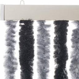 vidaXL - Vliegengordijn - 56x200 - cm - chenille - grijs - en - zwart