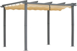 Angel Living Aluminium Pergola 3 x 3 m - Intrekbaar Dak - Water- & UV-bestendig - Beige
