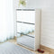 vidaXL - Schoenenkast - met - spiegel - 3-laags - 63x17x102,5 - cm - hoogglans - wit