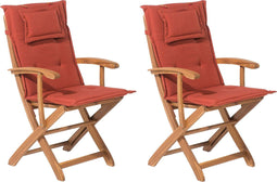 MAUI - Tuinstoel set van 2 - Lichte houtkleur/Terracotta - Acaciahout