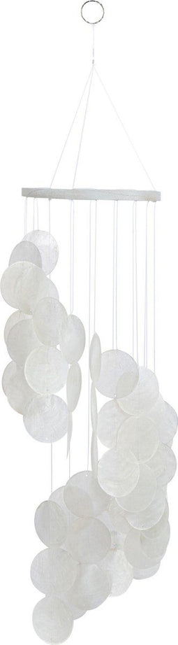 J-Line windgong Schubben Rond Schelp - hout - blauw - 2 stuks