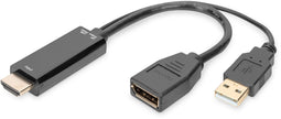 Digitus AK-330101-002-S - HDMI naar DisplayPort Adapter - 4K 30Hz - Zwart