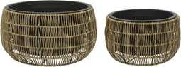 Planter polyrattan round outdoor per stuk - Merkloos