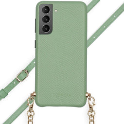 Selencia Hoesje Geschikt voor Samsung Galaxy S21 Plus Hoesje Met Koord - Selencia Aina Slang Hoesje met koord - Groen