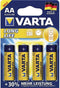 Varta Longlife Extra Mignon AA Batterij - Alkaline - 10 jaar stroomopslag - (4 stuks)