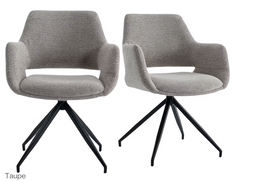 Furnihaus Monza Bjorn - Eetkamerstoelen - Armleuningen en 180° draaifunctie - Taupe (2 stuks)