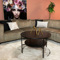 Salontafel Industrieel - Salontafel Lecia - Salontafel zwart 80 cm
