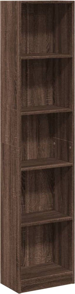 vidaXL - Boekenkast - 40x24x176 - cm - bewerkt - hout - bruin - eikenkleurig