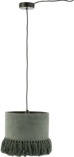 J-Line Hanglamp Eve Velvet/Katoen Grijsgroen