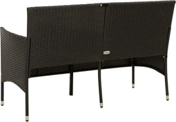 vidaXL - Tuinbank - 3-zits - met - kussen - poly - rattan - zwart