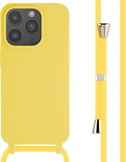 imoshion Hoesje Geschikt voor iPhone 15 Pro Hoesje Met Koord - imoshion Siliconen hoesje met koord - Geel