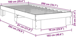 vidaXL - Bedframe - zonder - matras - 100x200 - cm - massief - hout - eiken