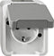 Merten 4074944 AquaStar Compleet Wandcontactdoos met randaarde en klapdeksel spatwaterdicht Lichtgrijs 1-voudig 1 stuk(
