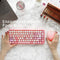 PERIDUO-713 Draadloze Mini Toetsenbord en Muis Set AZERTY Pastelroze