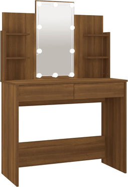 vidaXL - Kaptafel - met - LED-verlichting - 96x40x142 - cm - bruin - eikenkleur