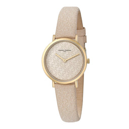 Pierre Cardin Belleville PC Monogram CBV.1503 Horloge - Leer - Beige - Ø 31 mm