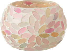 J-Line kaarshouder - theelichthouder Mozaiek - glas - pastel - small - 2 stuks