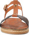 PS Poelman Lizzy - Dames Sandalen - Gespsluiting - Cognac Bruin met Metallic Brons Snake Print - Maat 40