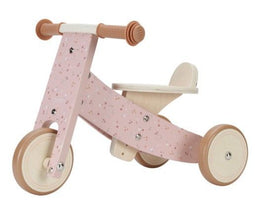 Little Dutch Driewieler - Houten Loopfiets - Motorische Vaardigheden - Roze Bloemen