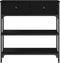 vidaXL - Console - Tafel - Zwart - Eiken - 72,5x25x75 - cm - Engineered - Hout - & - Staal