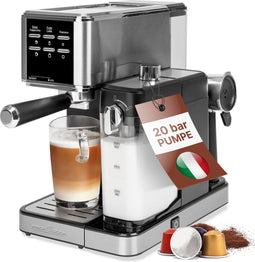 ProfiCook PC-ES-KA 1266 - Espressomachine - 2-in-1 functie voor gemalen koffie en Nespresso-capsules - Roestvrij staal