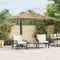 vidaXL - Parasol - met - LED's - en - stalen - paal - 246x246x230 - cm - bruin