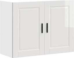 vidaXL - Keukenwandkast - Porto - bewerkt - hout - hoogglans - wit