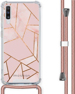 iMoshion Hoesje Geschikt voor Samsung Galaxy A70 Hoesje Met Koord - iMoshion Design Hoesje met Koord - Goud / Roze / Pink Graphic
