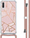 iMoshion Hoesje Geschikt voor Samsung Galaxy A70 Hoesje Met Koord - iMoshion Design Hoesje met Koord - Goud / Roze / Pink Graphic