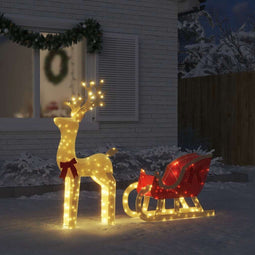 vidaXL - Kerstdecoratie - rendier - en - slee - 100 - LED's - warmwit