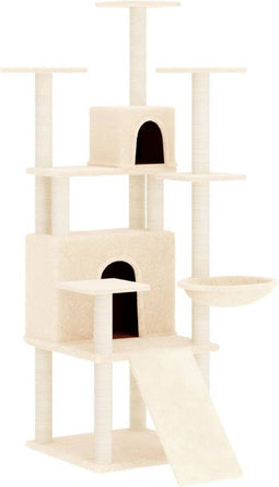 vidaXL - Kattenmeubel - met - sisal - krabpalen - 154 - cm - crèmekleurig