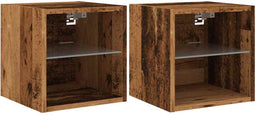 vidaXL - Tv-wandmeubels - met - LED-verlichting - 2 - st - 30x28,5x30 - cm - oud - hout