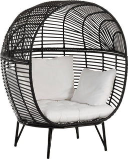 J-Line loungestoel Ovaal - staal - zwart