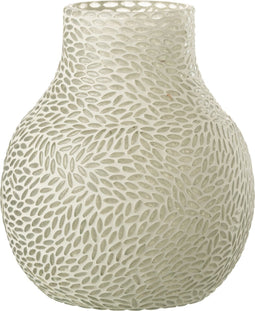 J-Line vaas Mozaiek - glas - grijs/wit - large