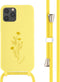 iMoshion Hoesje Geschikt voor iPhone 12 Pro / 12 Hoesje Met Koord - iMoshion Siliconen design hoesje met koord - Geel / Flower Yellow