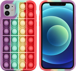 iMoshion Hoesje Geschikt voor iPhone 12 Pro / 12 Hoesje Siliconen - iMoshion Pop It Fidget Toy - Pop It hoesje - Rainbow