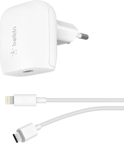 Belkin BOOST↑CHARGE™ 20 W USB-C - Power delivery wandlader + USB-C/Lightning-kabel - Wit