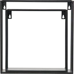 WOOOD Meert Wandplank Kubus - Metaal - Zwart - 30x30x15 - Set van 2