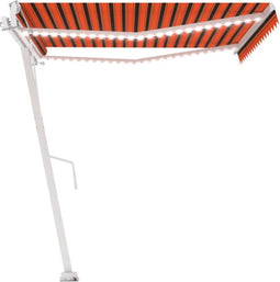 vidaXL - Luifel - automatisch - met - LED - windsensor - 450x300 - cm - oranje - bruin