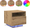 vidaXL - Nachtkastjes - met - LED-verlichting - 2 - stuks - Artisan - Eiken - 40x39x37 - cm