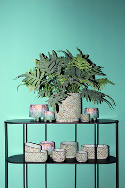 PTMD Benton Ronde Bloempot - H14 x Ø15 cm - Cement - Blauw